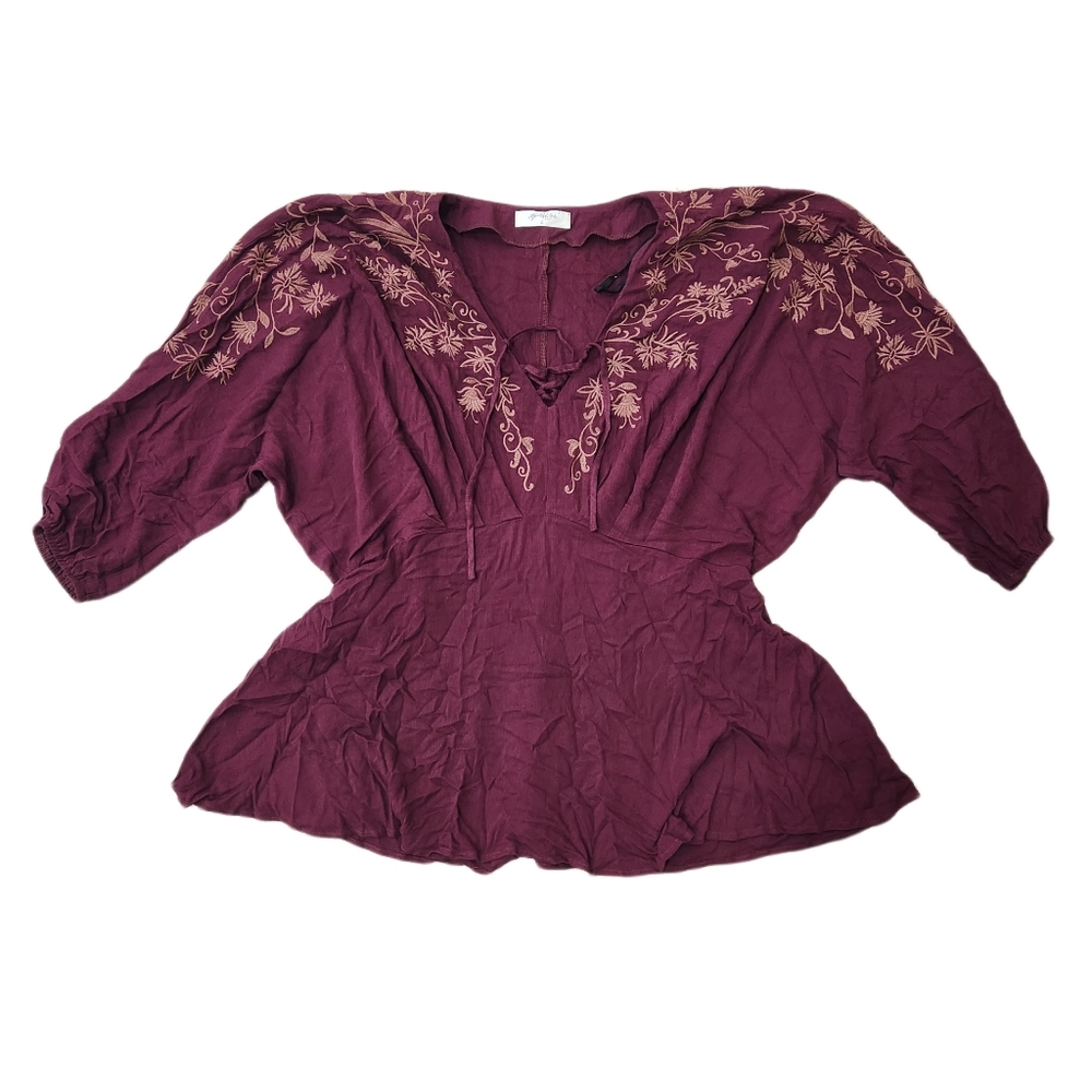 Embroidered bohemian peplum blouse